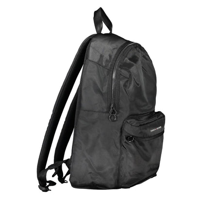 Black Polyester Men Backpack