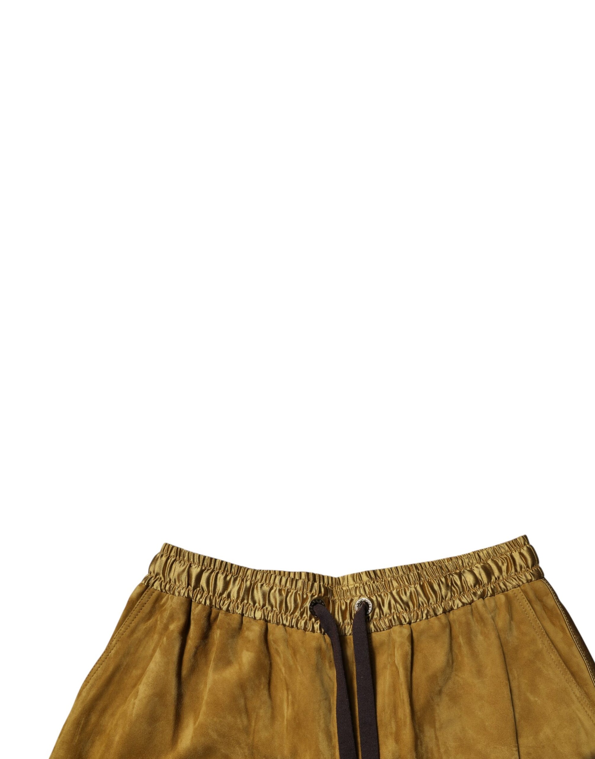 Brown Lambskin Suede Men Bermuda Shorts