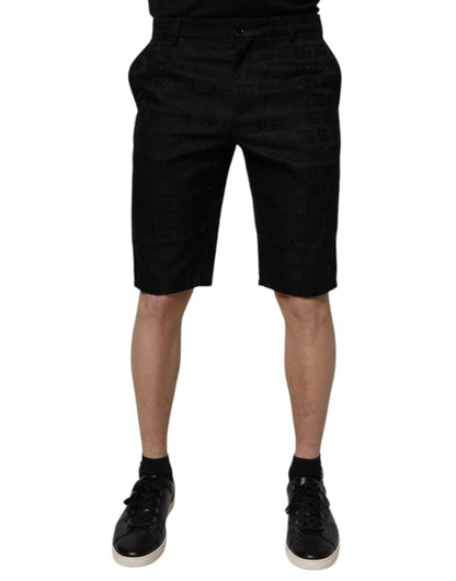 Black Cotton Casual Mid Waist Chino Shorts