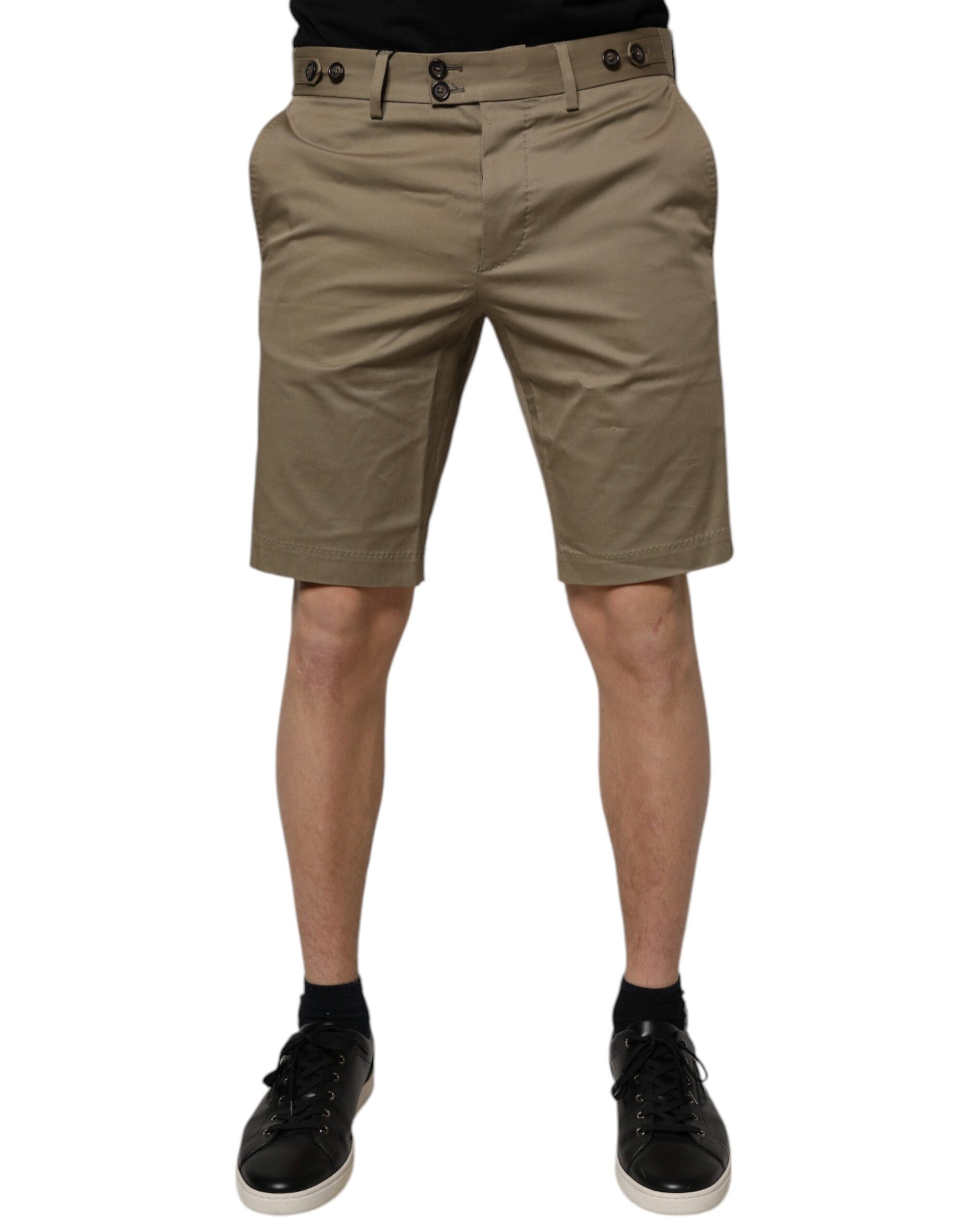 Dark Khaki Cotton Stretch Casual Chino Shorts