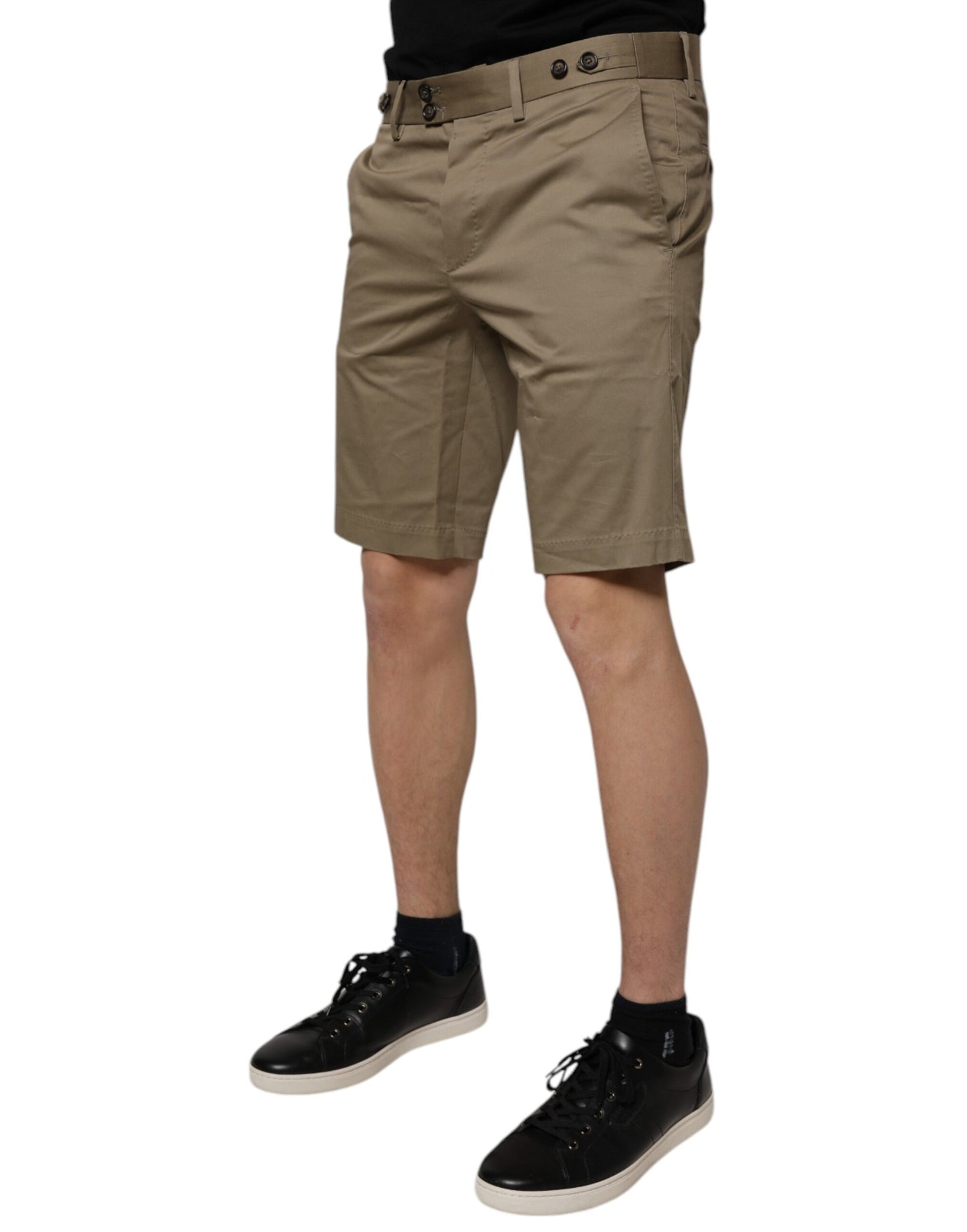 Dark Khaki Cotton Stretch Casual Chino Shorts