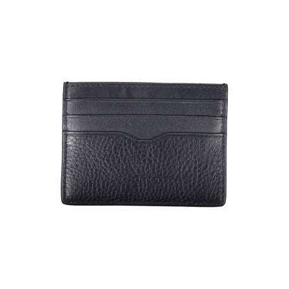 Sleek Blue Leather Card Holder with Contrast Details