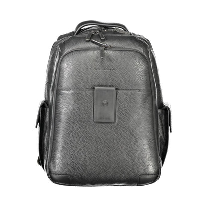 Black Leather Men Backpack