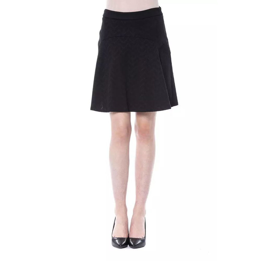 Black Polyester Mini Skirt
