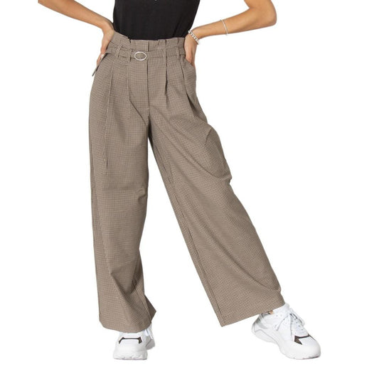 Beige Elastane Casual Pants