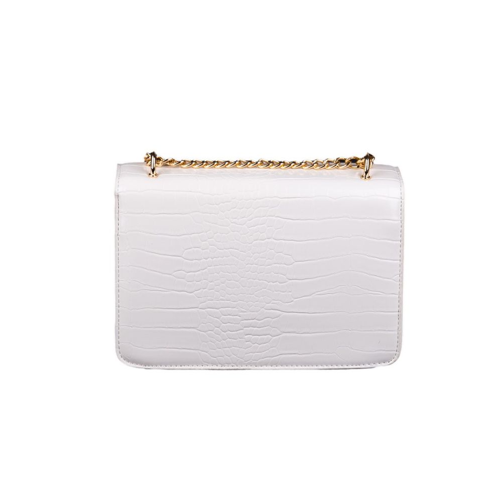 White Synthetic Material Crossbody Bag