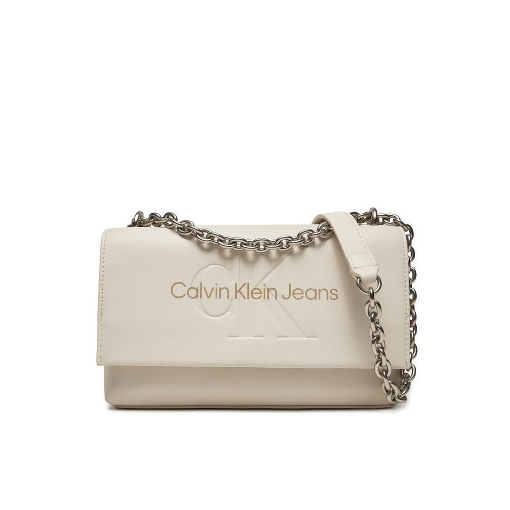 Beige Faux Leather Shoulder Bag