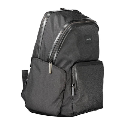 Black Polyester Men Backpack