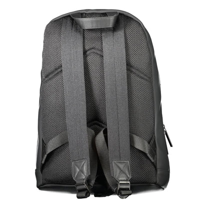 Black Polyester Men Backpack