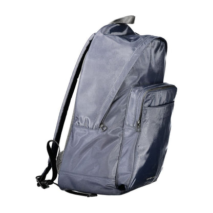 Blue Polyester Men Backpack