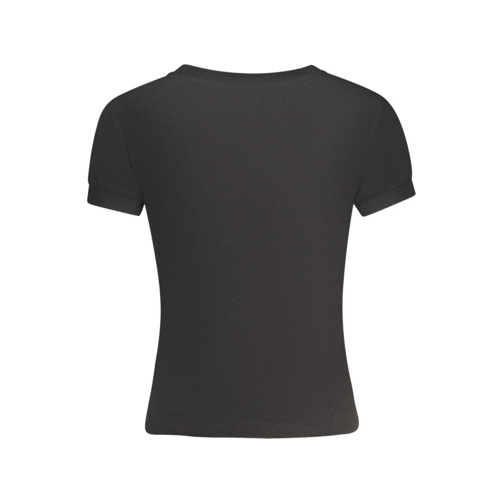 Black Polyester Women T-Shirt