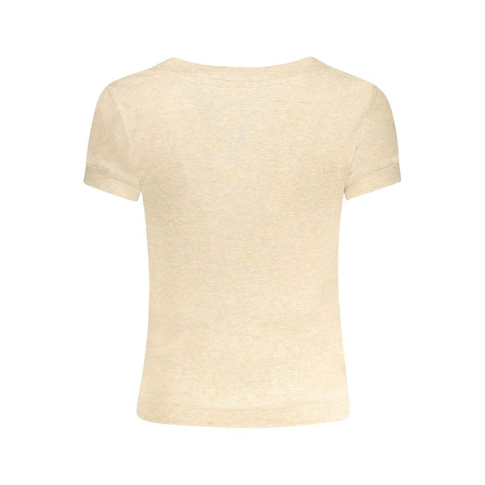 Beige Polyester Women Top