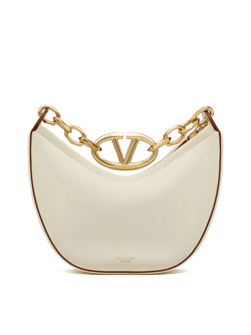 Ivory Leather Mini Hobo Vlogo Shoulder Bag