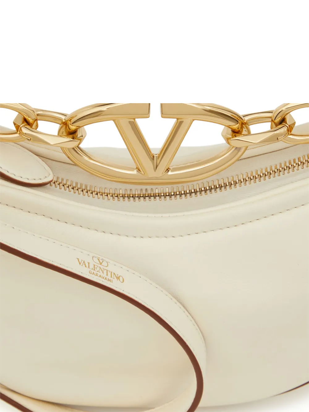 Ivory Leather Mini Hobo Vlogo Shoulder Bag