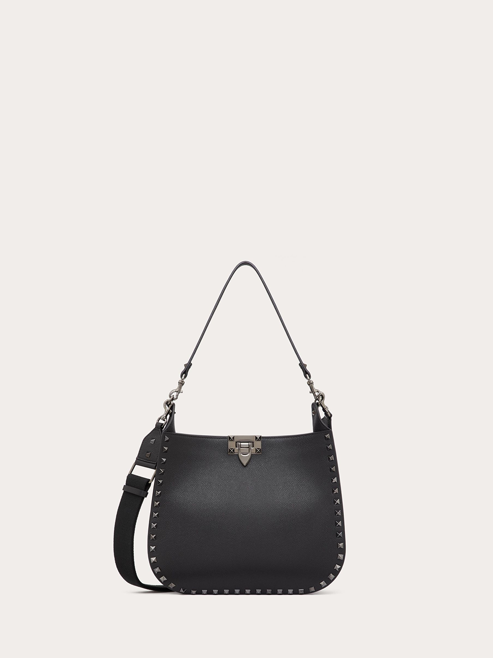 Black Grainy Calf Hobo Rockstudt Bag