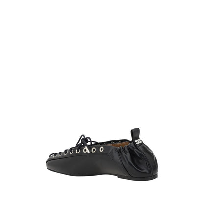 Black Polyester Ballet Flats