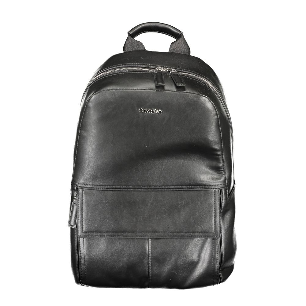 Black Polyester Men Backpack