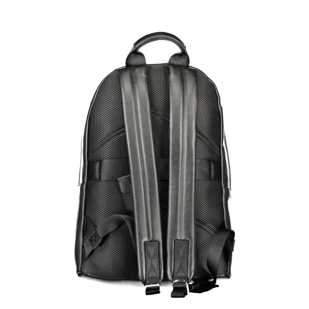 Black Polyester Men Backpack