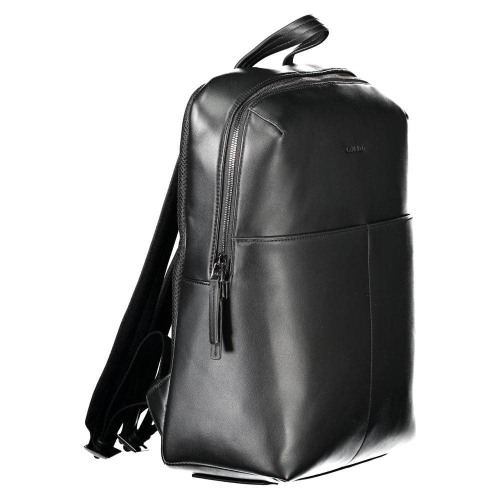 Black Polyethylene Men Backpack