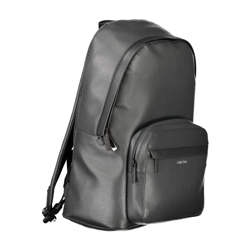 Black Polyester Men Backpack