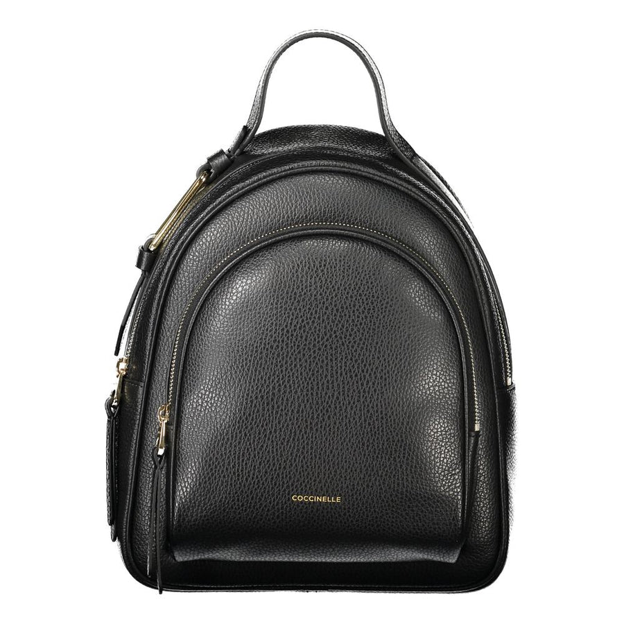 Black Leather Women Backpack