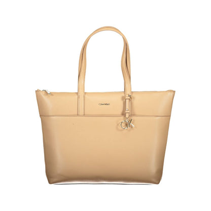 Beige Polyester Women Handbag