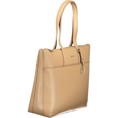 Beige Polyester Women Handbag