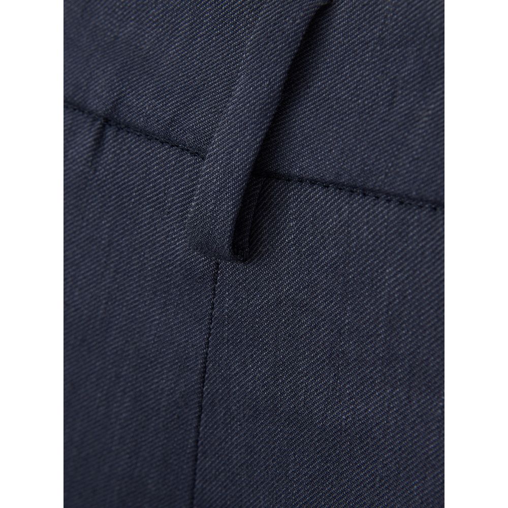Blue Linen Casual Pants