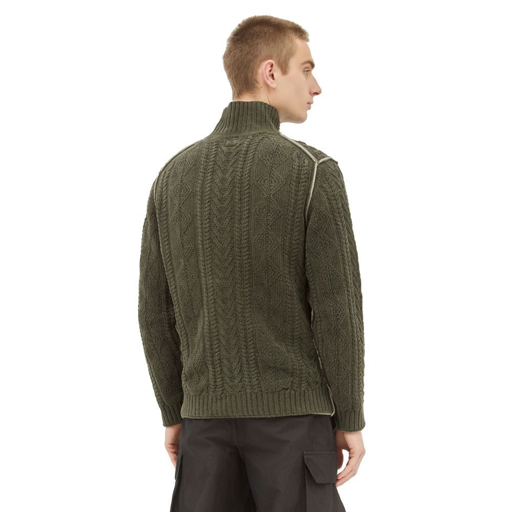 Green Cotton Men Cardigan