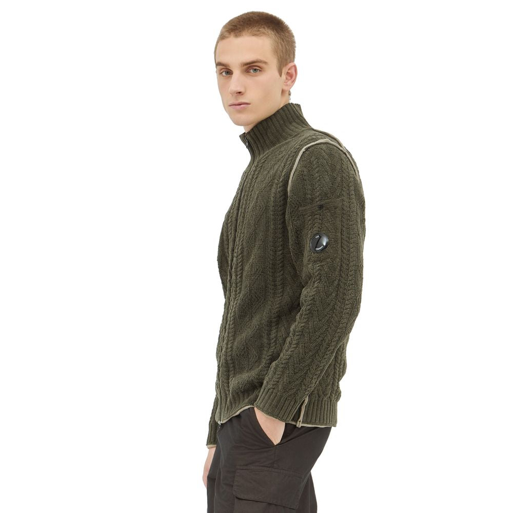 Green Cotton Men Cardigan