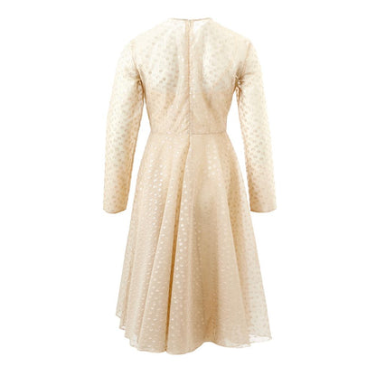 Beige Cotton Cocktail Dress