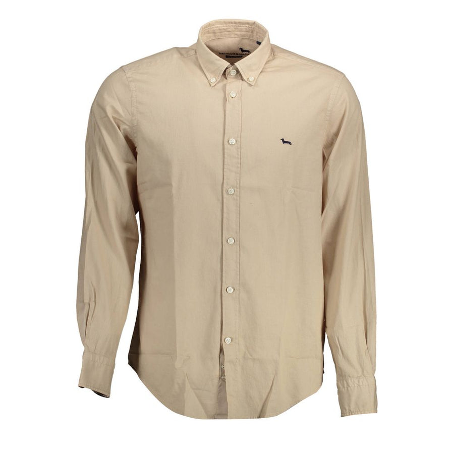 Beige Cotton Men Shirt