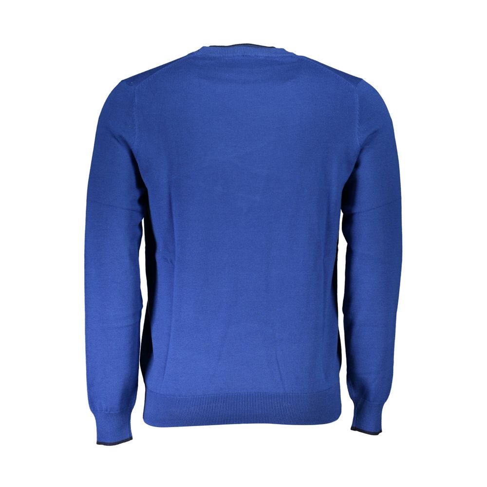 Blue Cotton Men Sweater