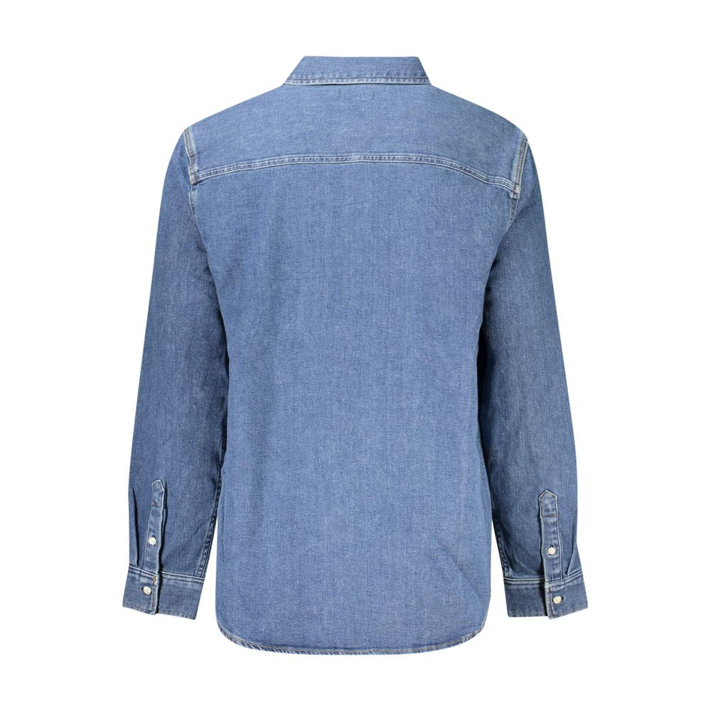 Blue Cotton Men Shirt