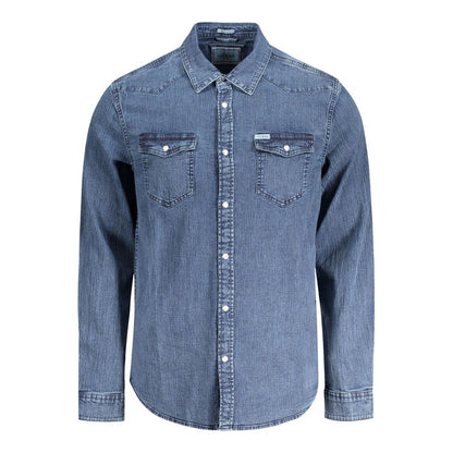 Blue Cotton Men Shirt