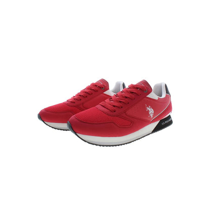 Red Polyester Men Sneaker