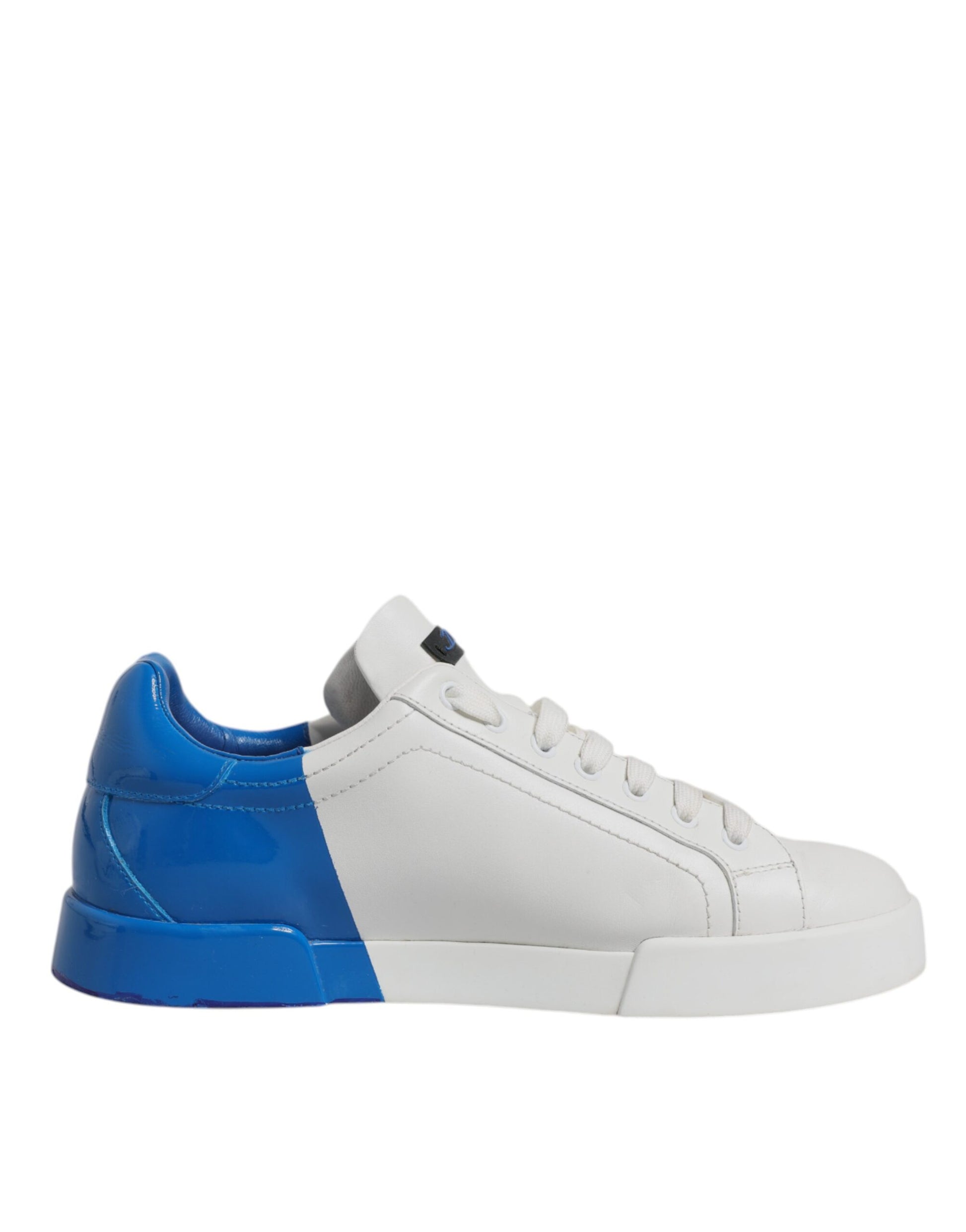 White Blue Logo Leather Portofino Sneaker Shoes