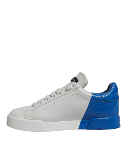 White Blue Logo Portofino Sneakers Shoes