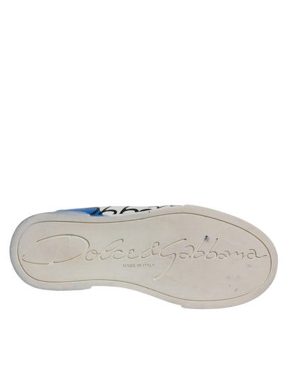 White Blue Logo Portofino Sneakers Shoes