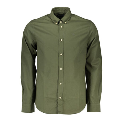 Green Cotton Men Shirt