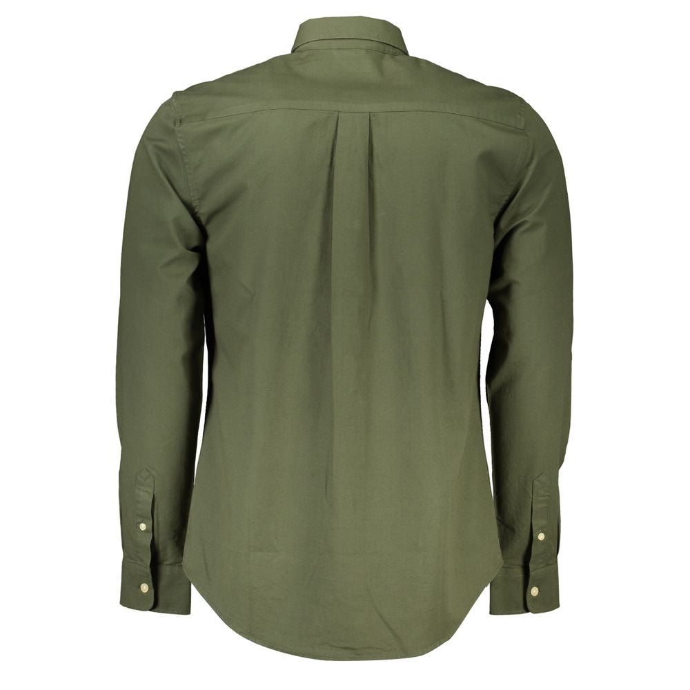 Green Cotton Men Shirt