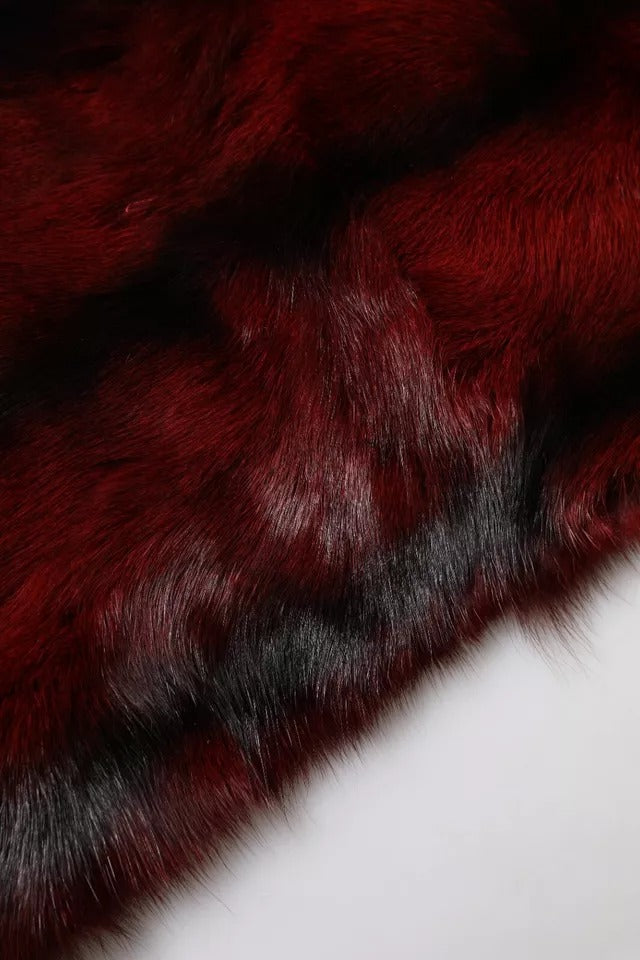 Black Red Stripe Fur Shawl Neck Wrap Scarf