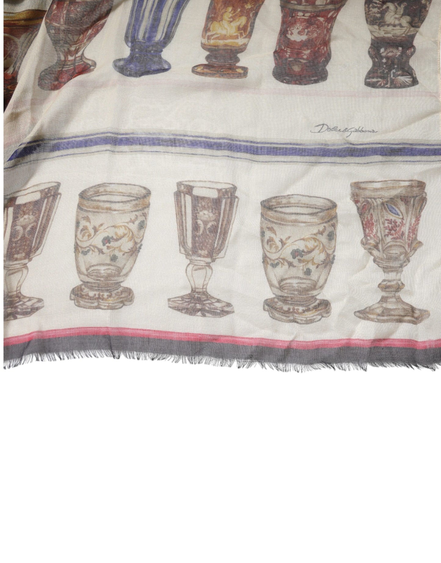 Multicolor Glass Cashmere Foulard Scarf