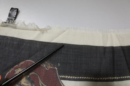 Multicolor Printed Cashmere Foulard Scarf