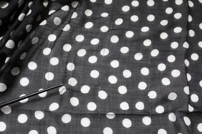 Black White Polka Dots Fringes Wrap Scarf