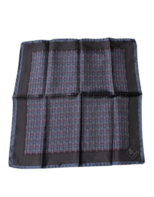 Dark Blue Beetle Square Handkerchief Scarf