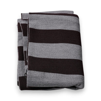Black Gray Stripes Wool Neck Wrap Scarf