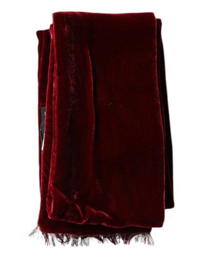 Maroon Silk Fringes Skinny Neck Wrap Scarf