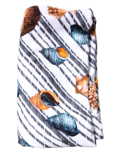 Multicolor Stripes Seashells Beach Towel