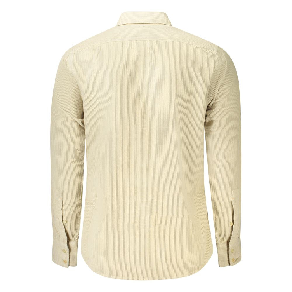 Beige Cotton Men Shirt